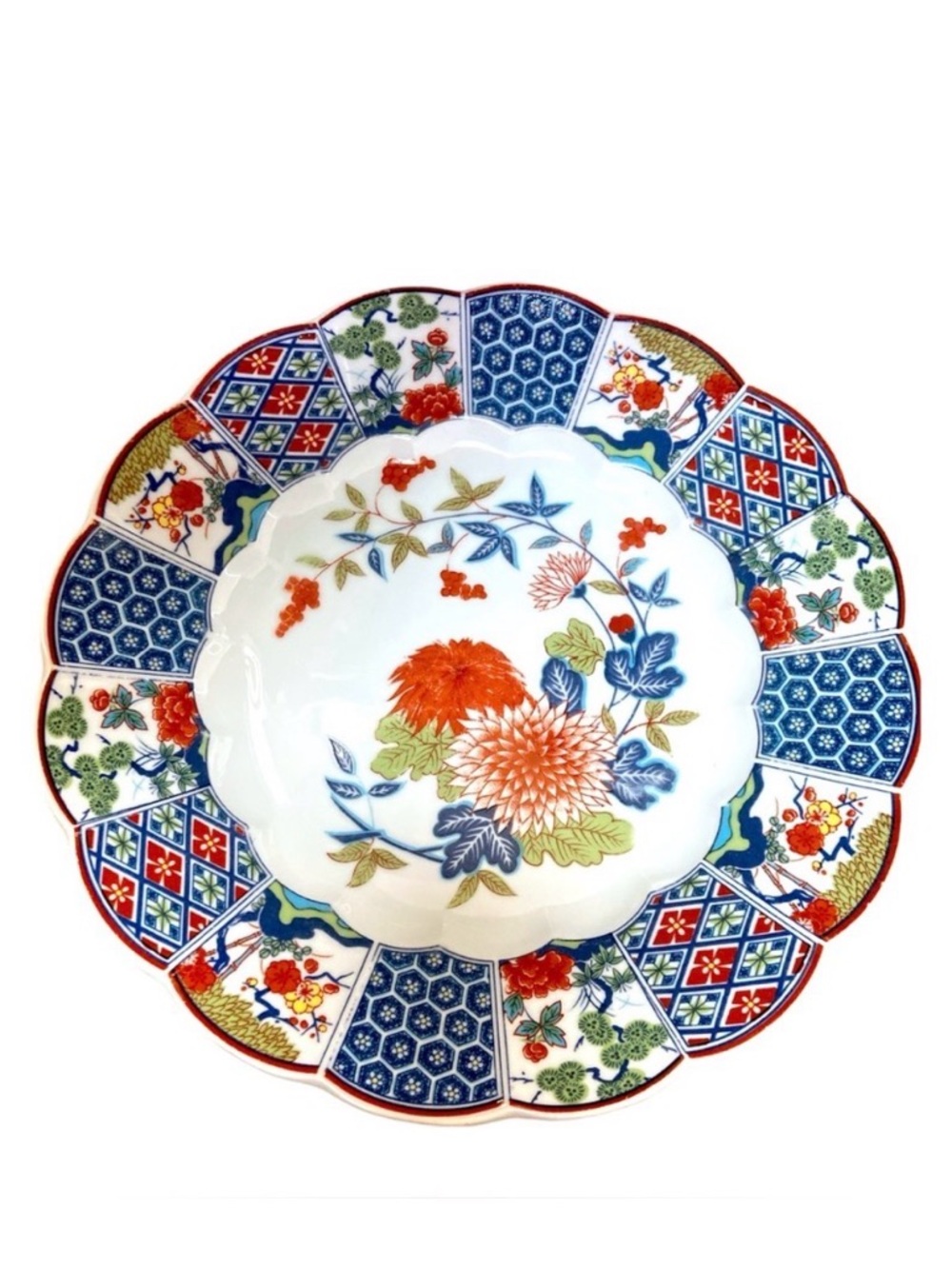 TONO Imari Ware‎ Dinner Plate 10” Scalloped Rim Floral Japan Vintage